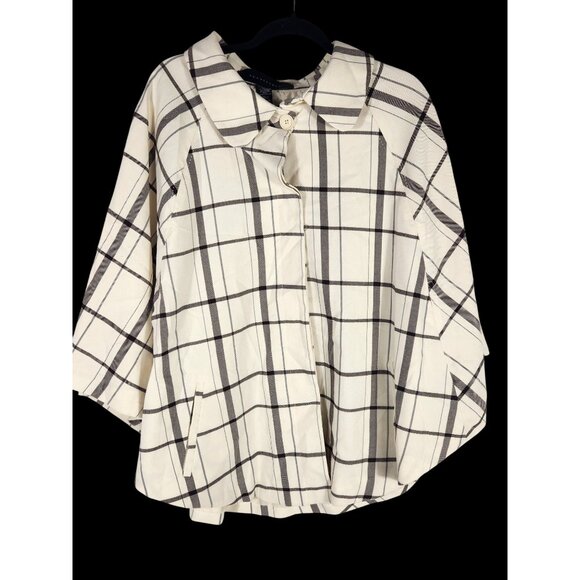 Y2K Preppy Old Money Apostrophe Womens Plus Cape Jacket Windowpane 20/22w - Picture 1 of 8